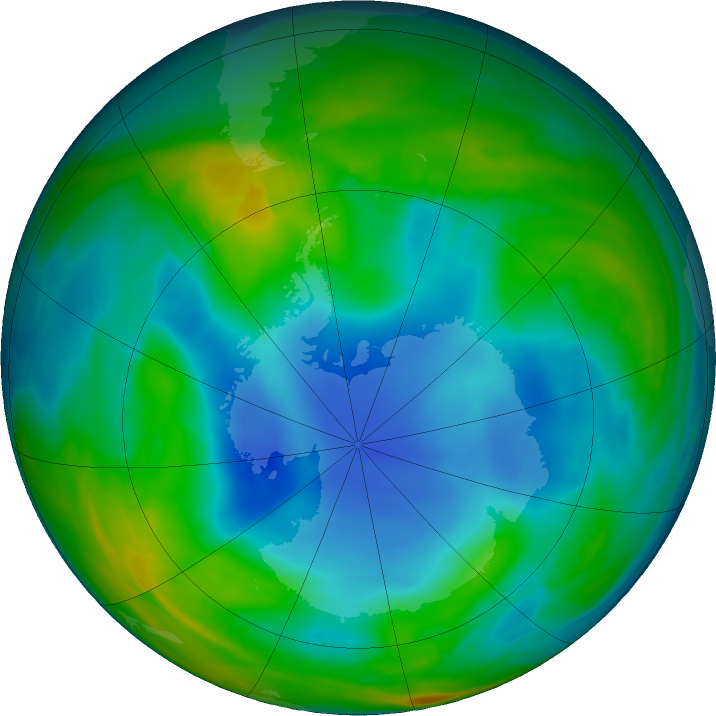 Antarctic ozone map for 18 June 2018